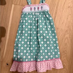 Kids Casual Dress in Green and Pink